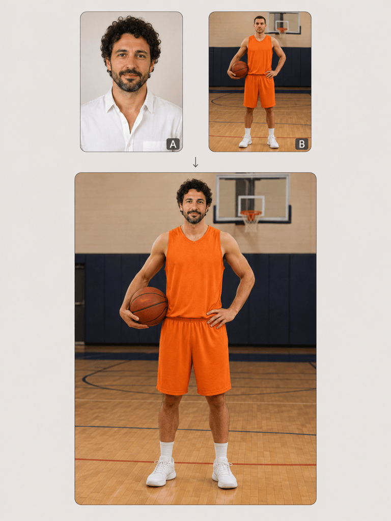 Body swap sports portrait concept