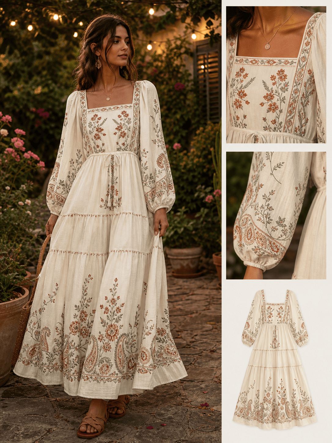 AI bohemian maxi dress design