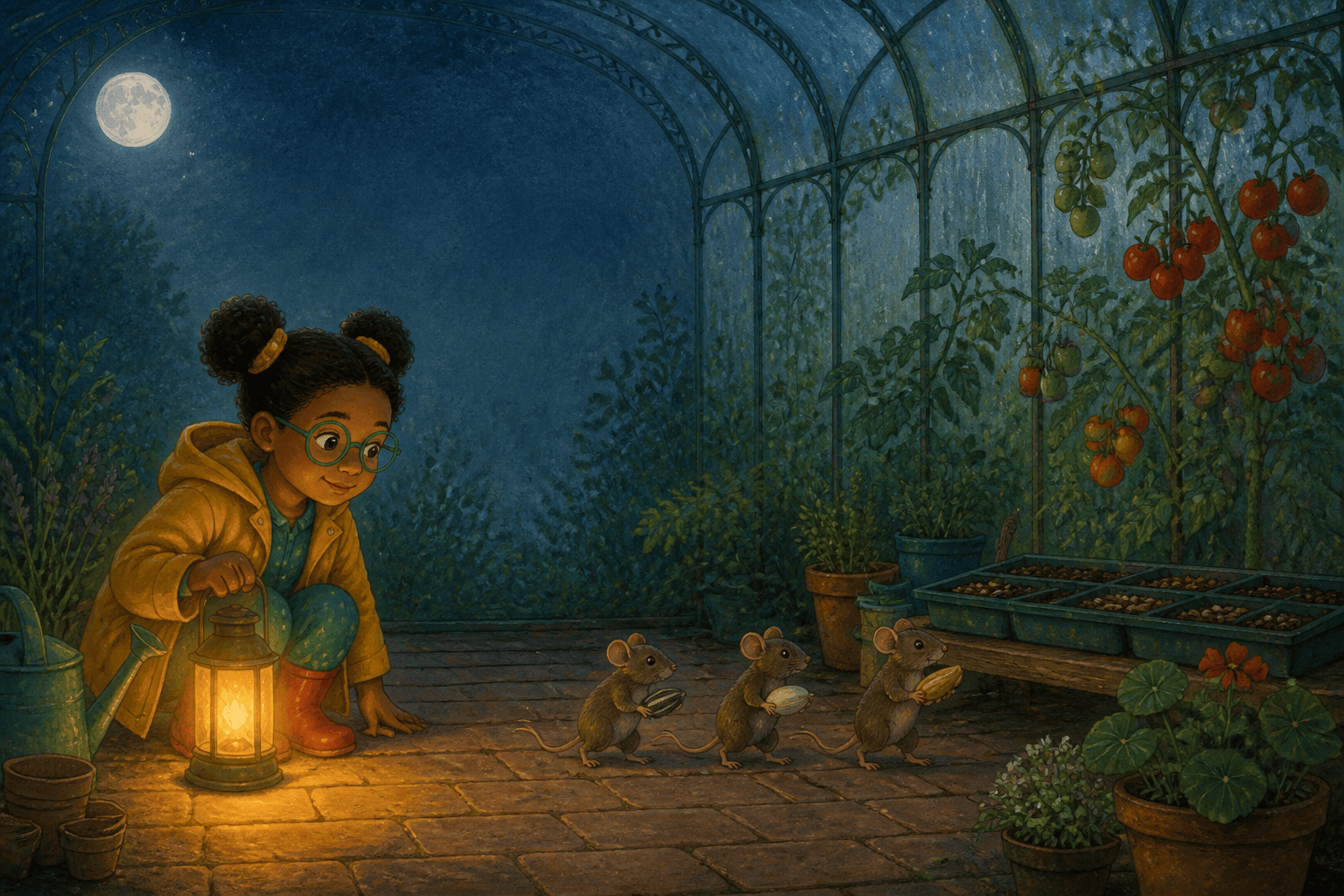 Children's book greenhouse spread