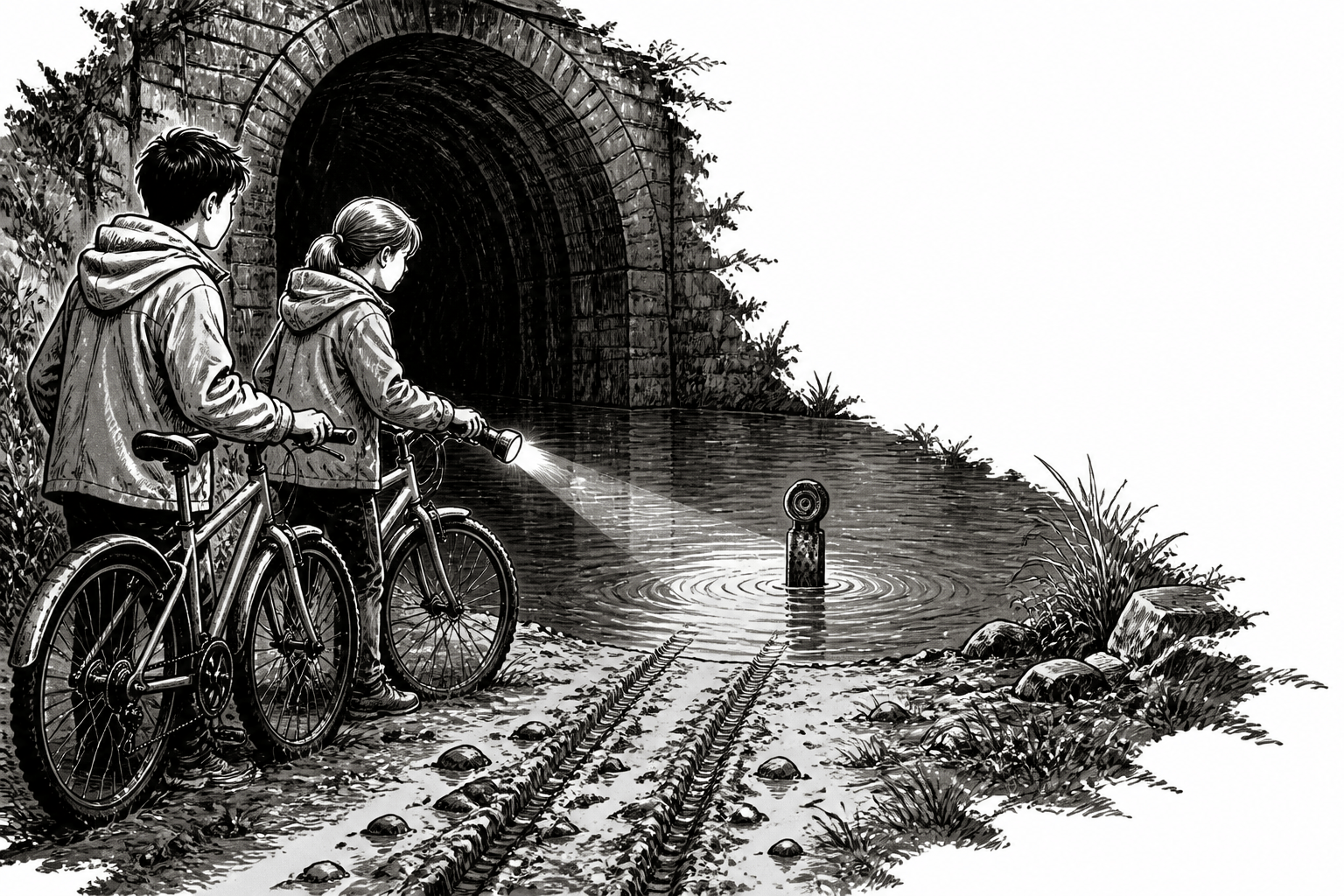 Middle-grade mystery chapter illustration