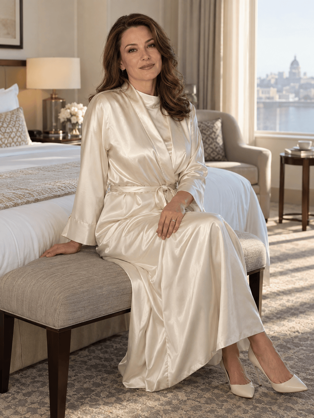 Soft-light AI boudoir portrait