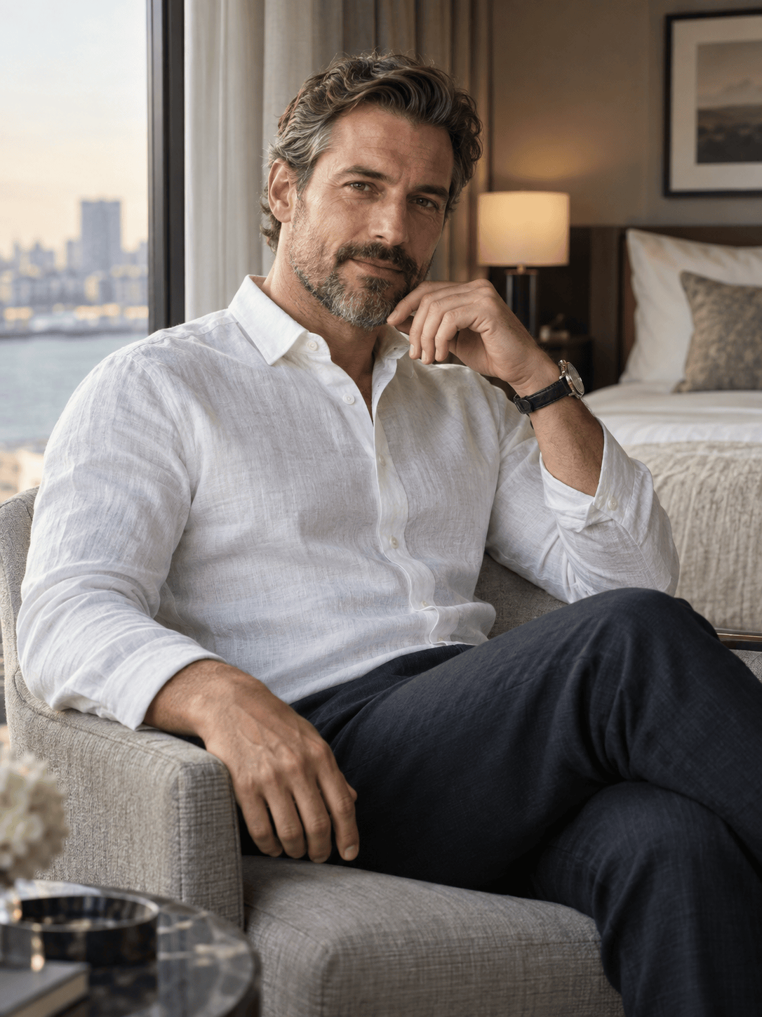 Masculine AI boudoir portrait