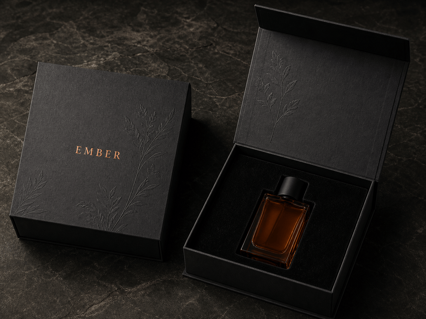 AI luxury gift box mockup with rigid magnetic packaging