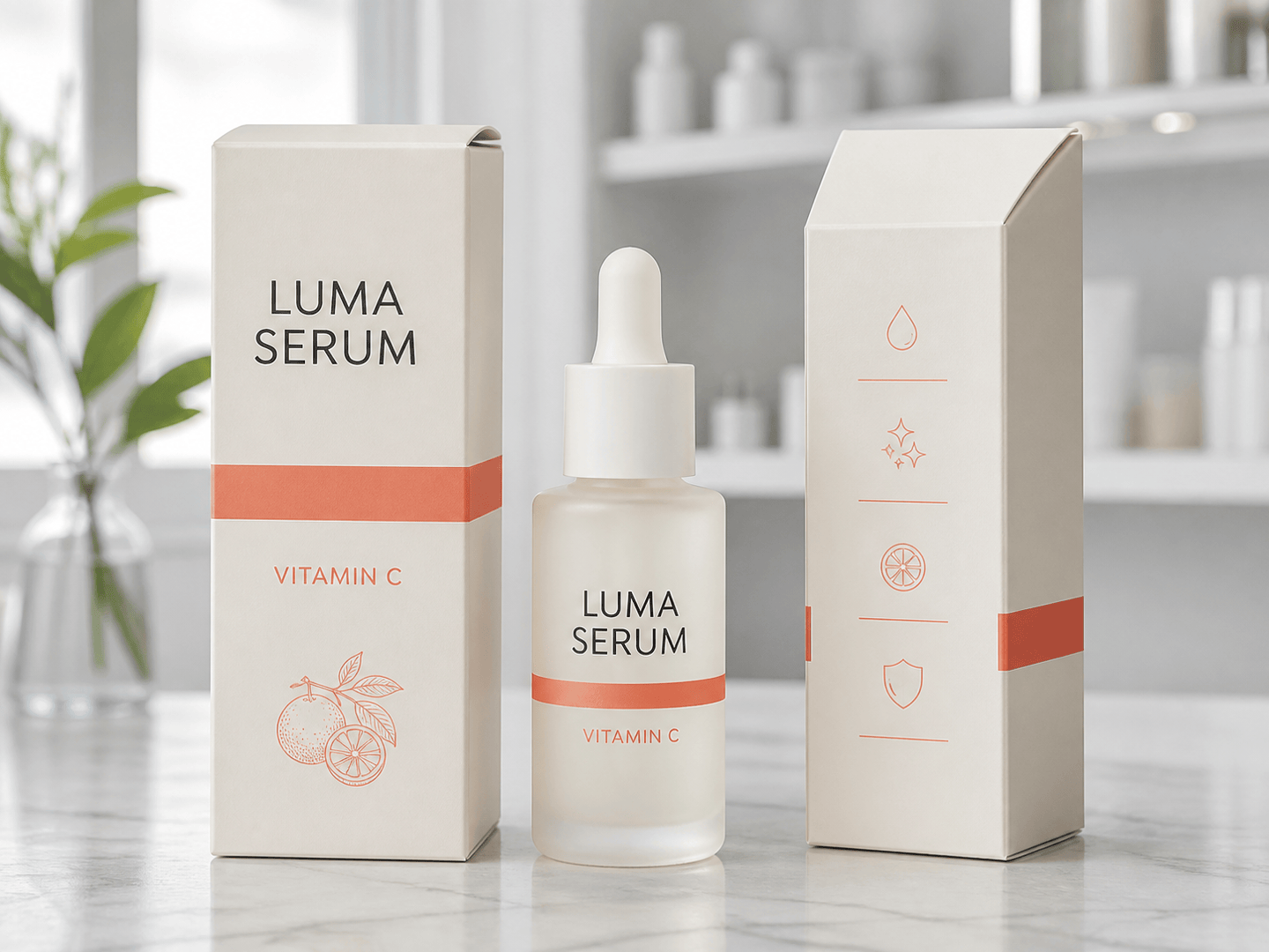 AI skincare folding carton design showing front and side panels