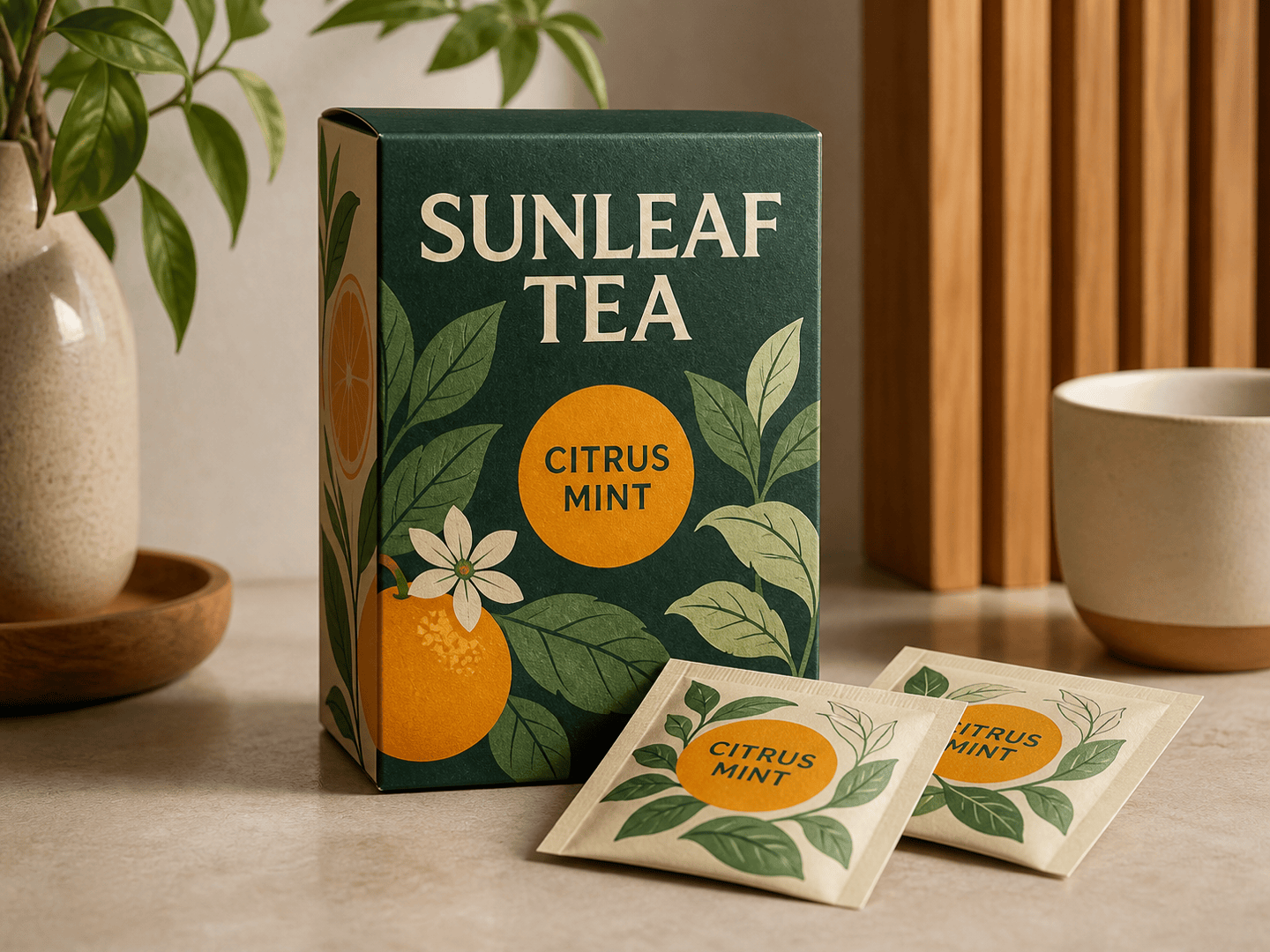 AI retail tea box design for an ecommerce product listing