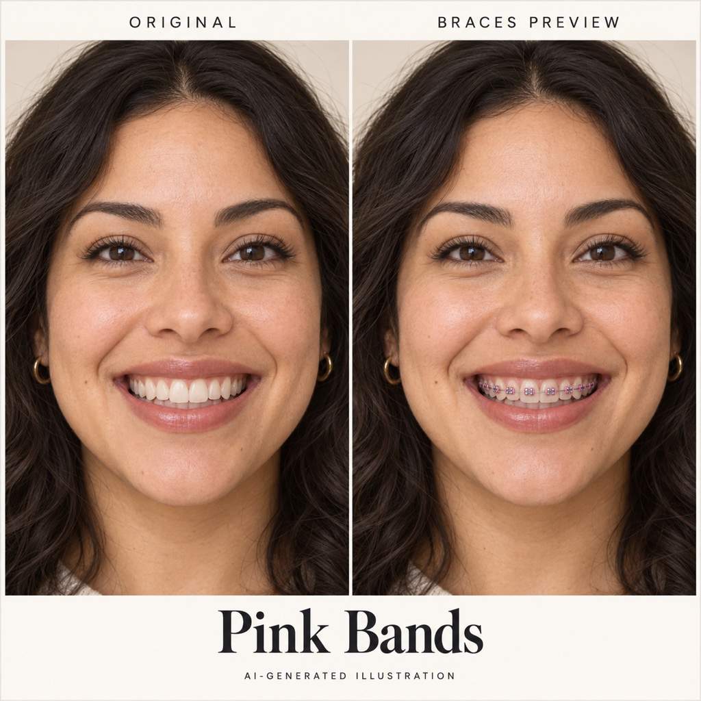 Pink braces bands photo comparison