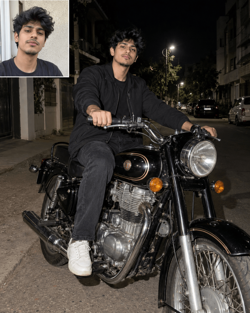 AI Bullet photo night biker transformation
