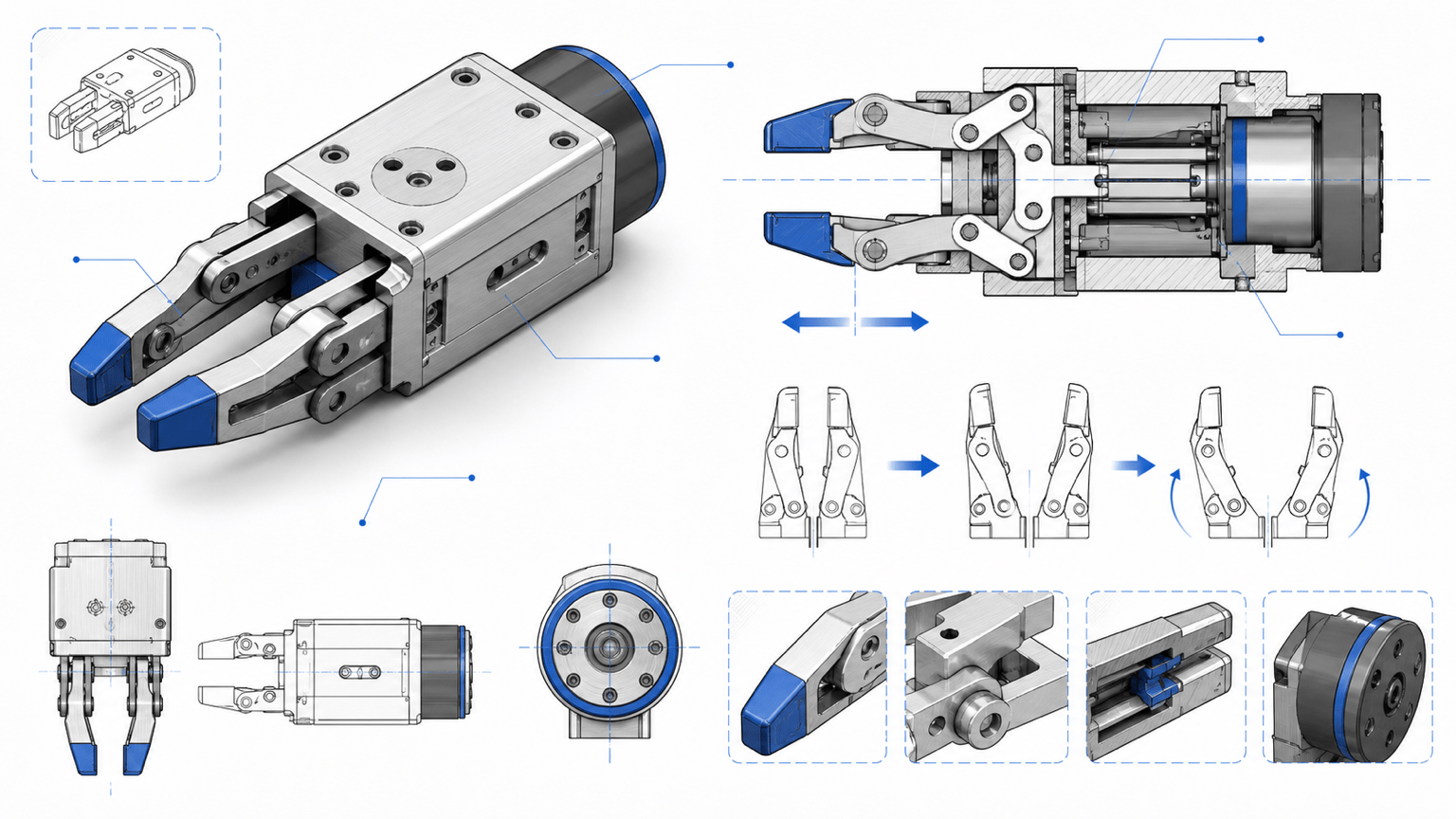 Robotic gripper technical drawing