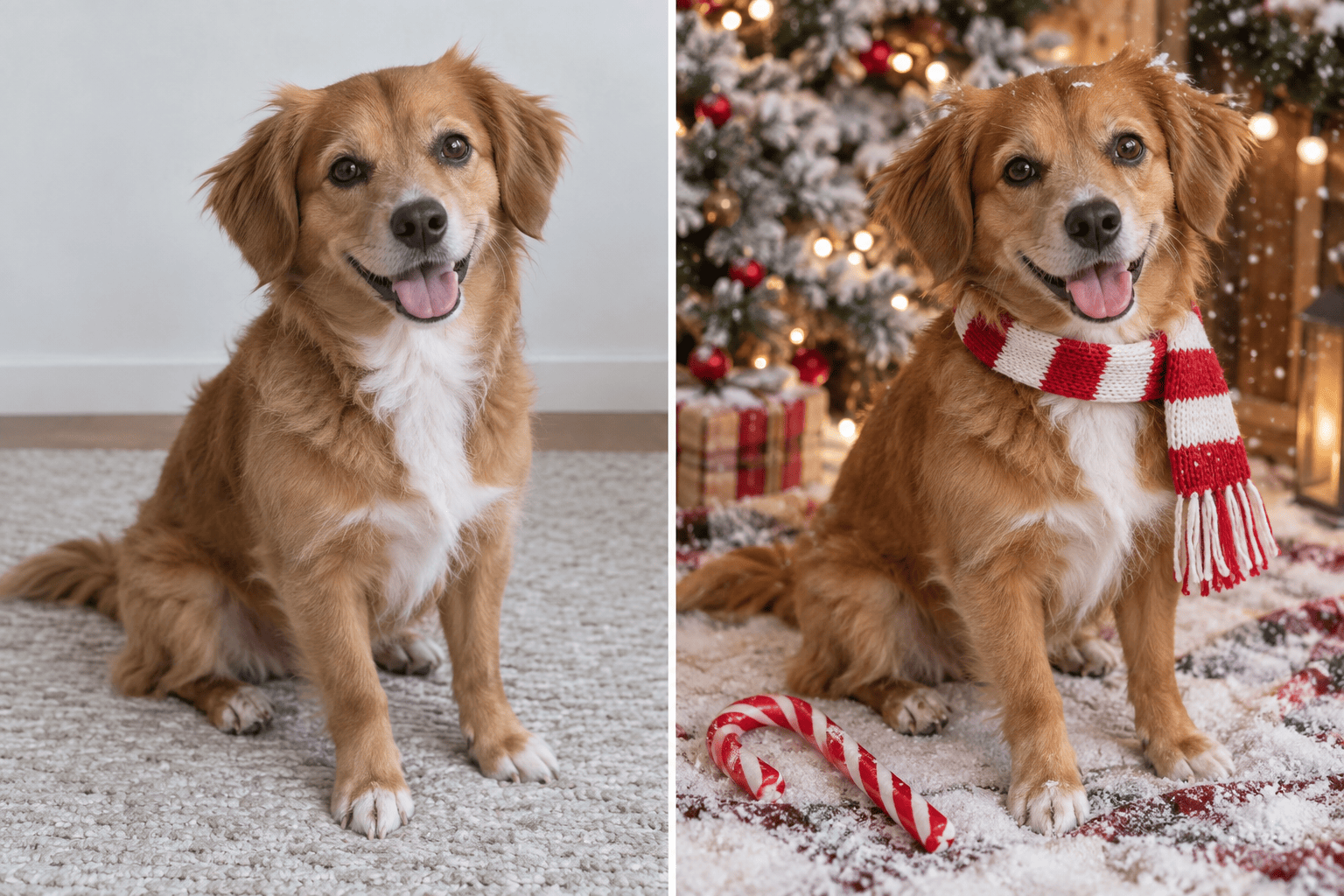 Candy cane pet photo transformation