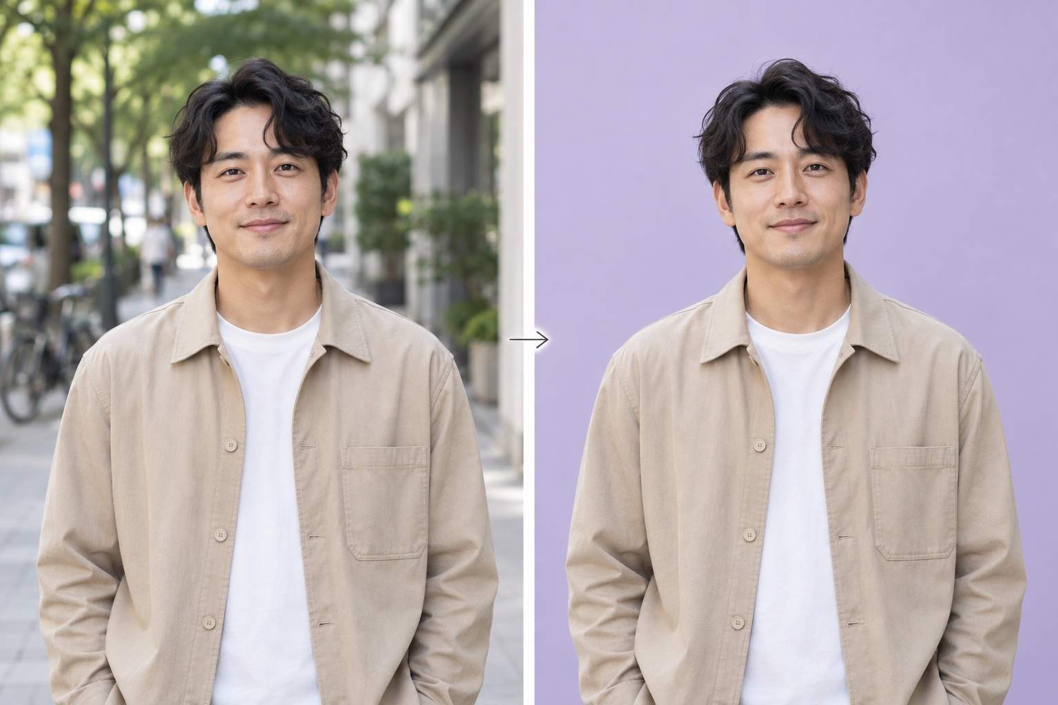 Portrait background color before and after