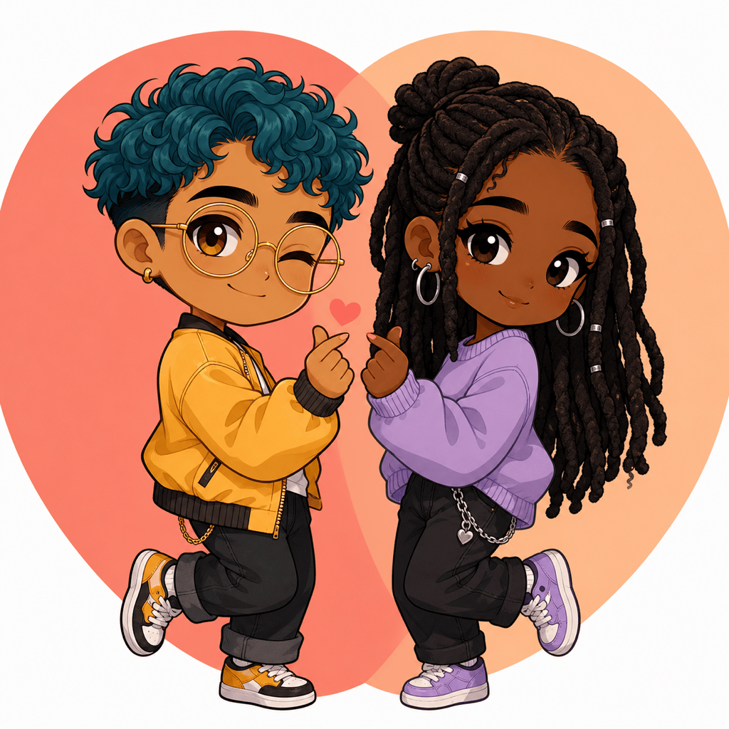 Matching couple chibi avatars