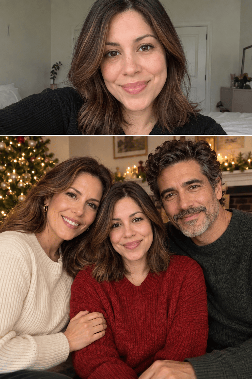 AI celebrity family holiday portrait
