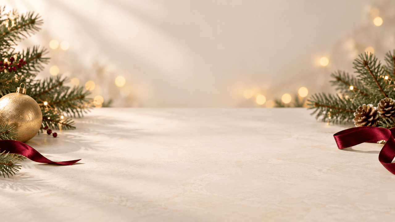 Christmas product backdrop with warm lights