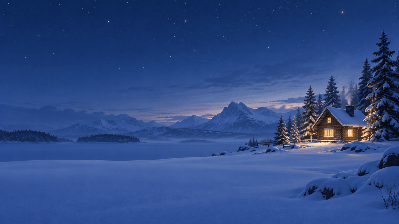 Snowy Christmas wallpaper with open sky