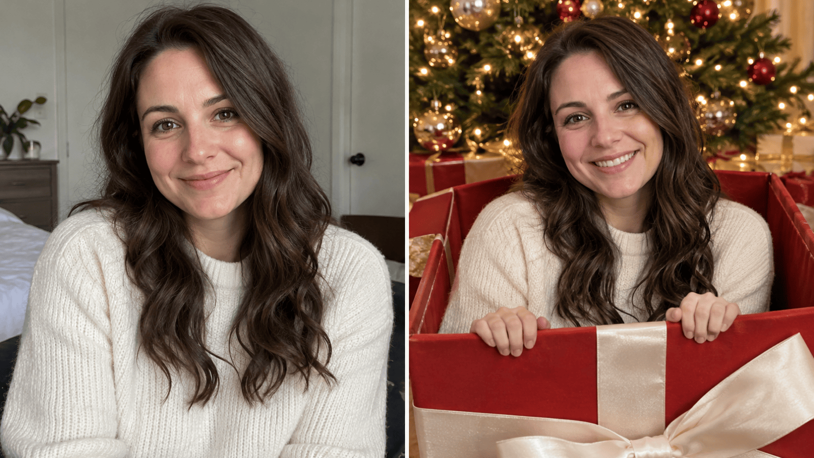 AI Christmas box photo solo transformation