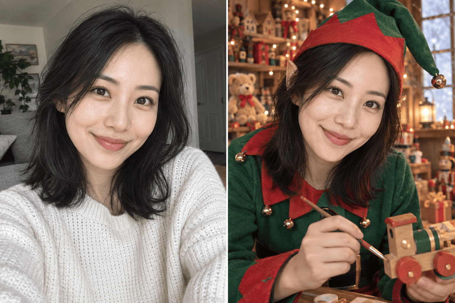 Elf face swap before and after