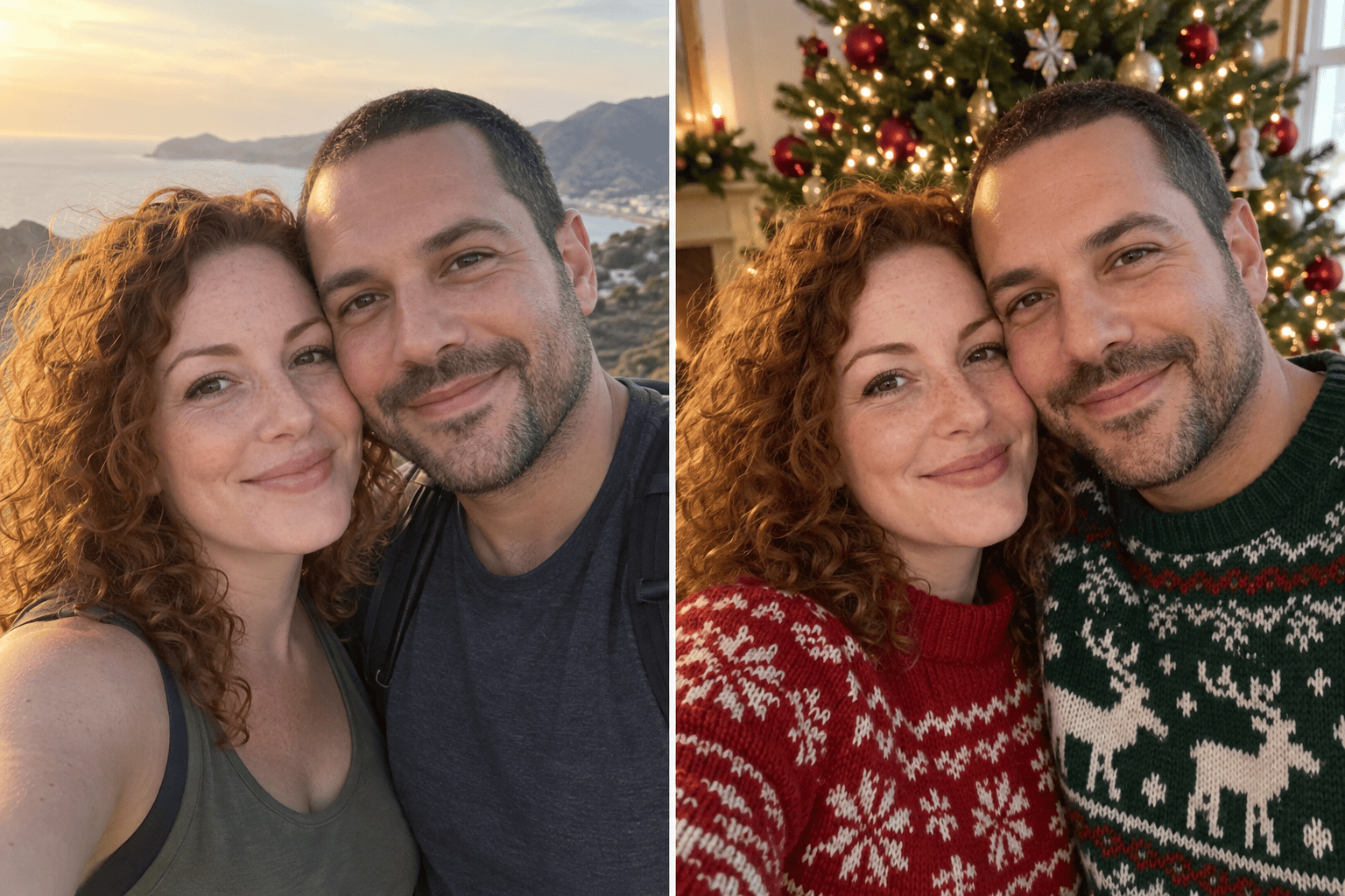 Couple Christmas card face swap