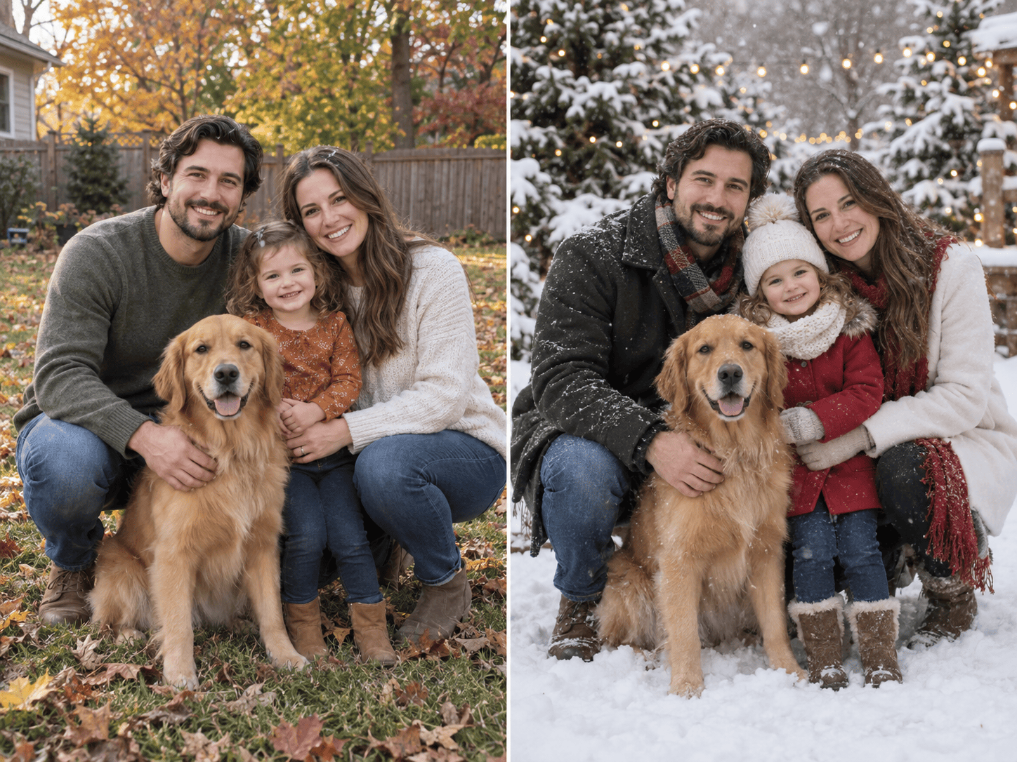 Christmas family portrait with dog