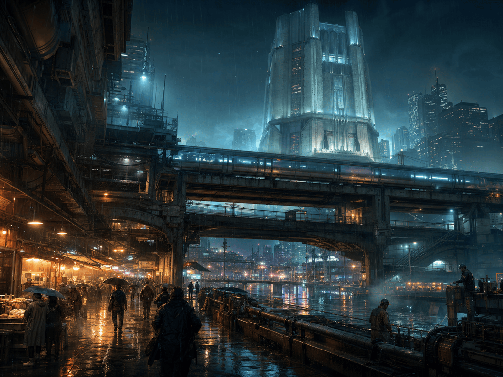 Cyberpunk future city concept