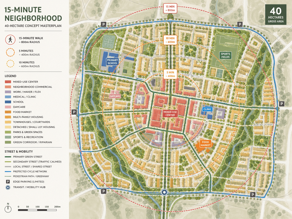 AI walkable city layout