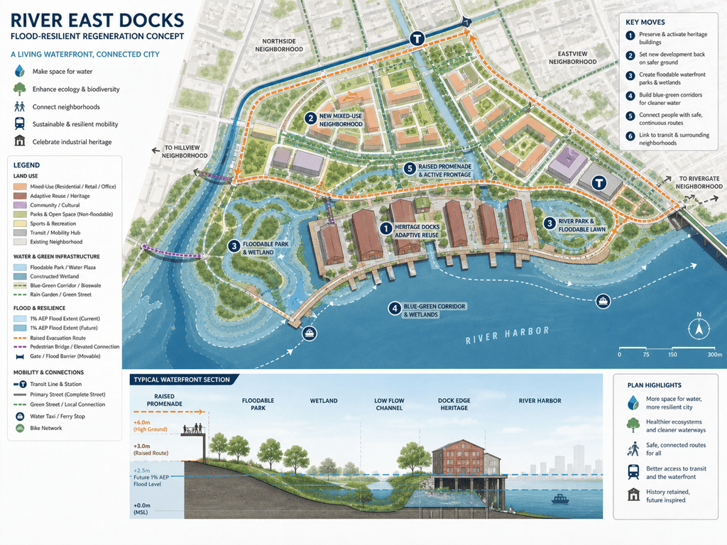 Resilient AI waterfront layout