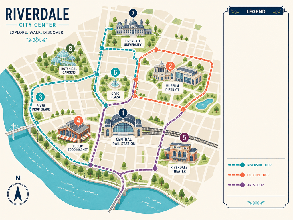 Modern AI city guide map