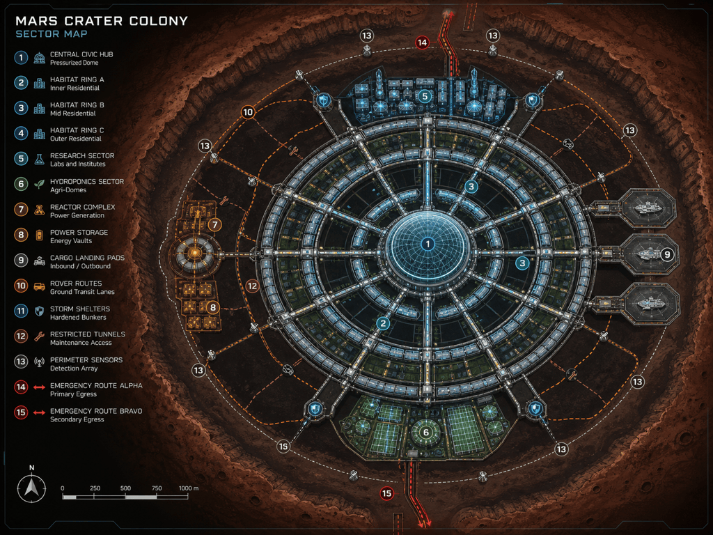 AI sci-fi colony map