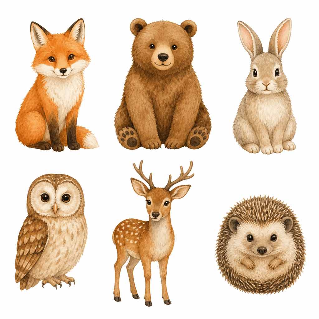 Watercolor woodland clipart