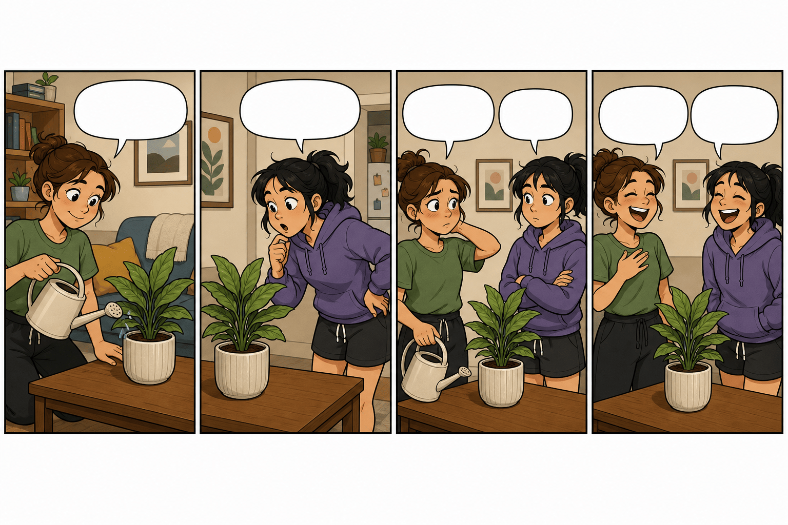 AI comic strip slice of life