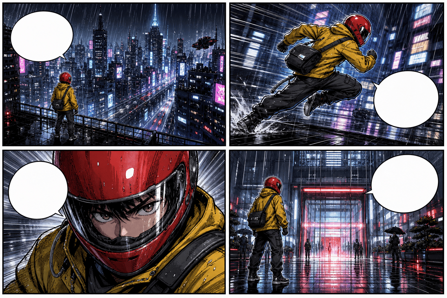 AI manga action strip