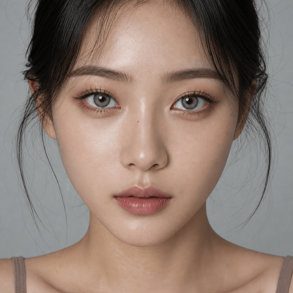 Virtual gray-green contact lens try on