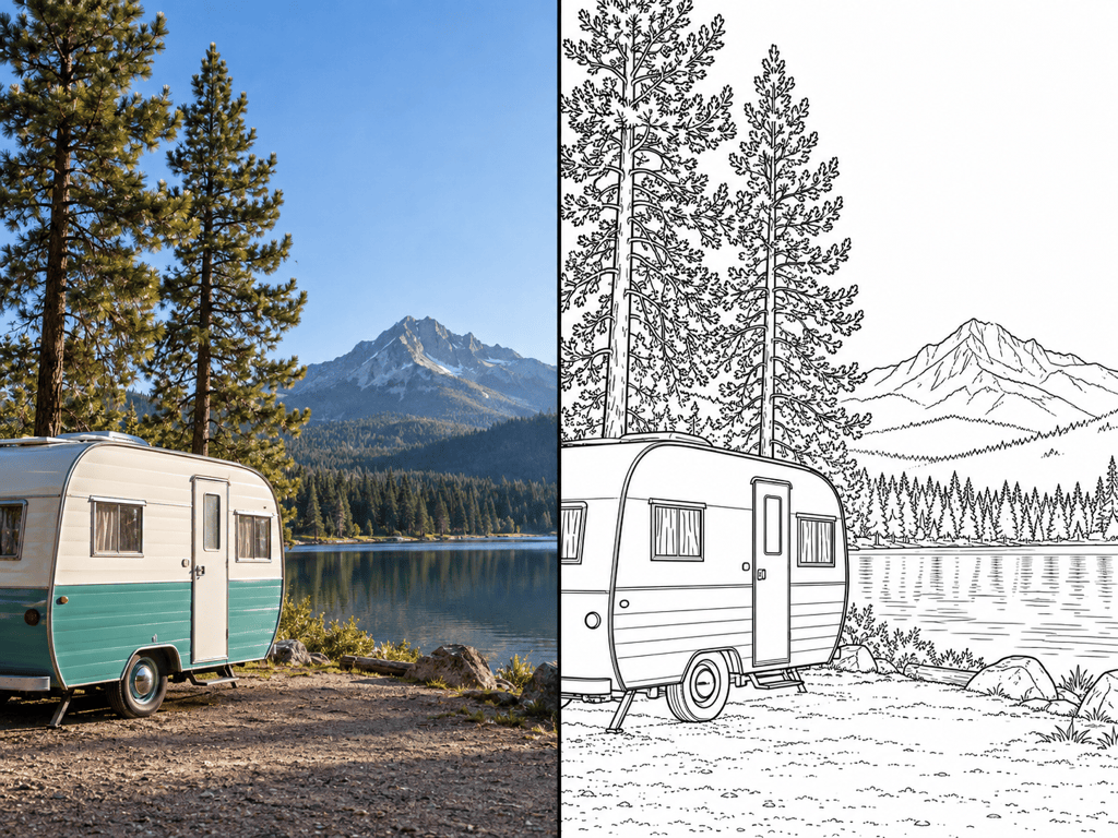 travel photo to coloring page