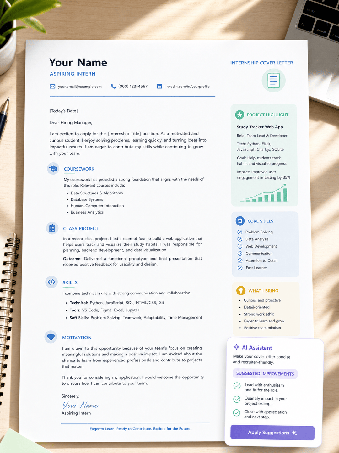 AI internship cover letter