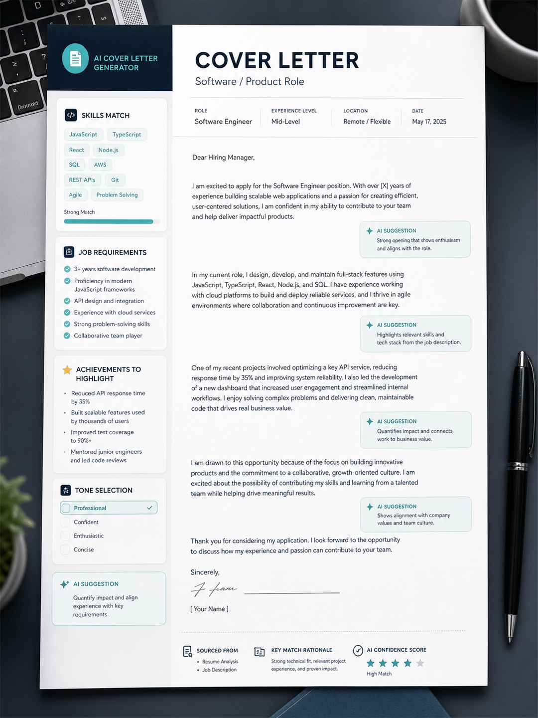 AI tech cover letter