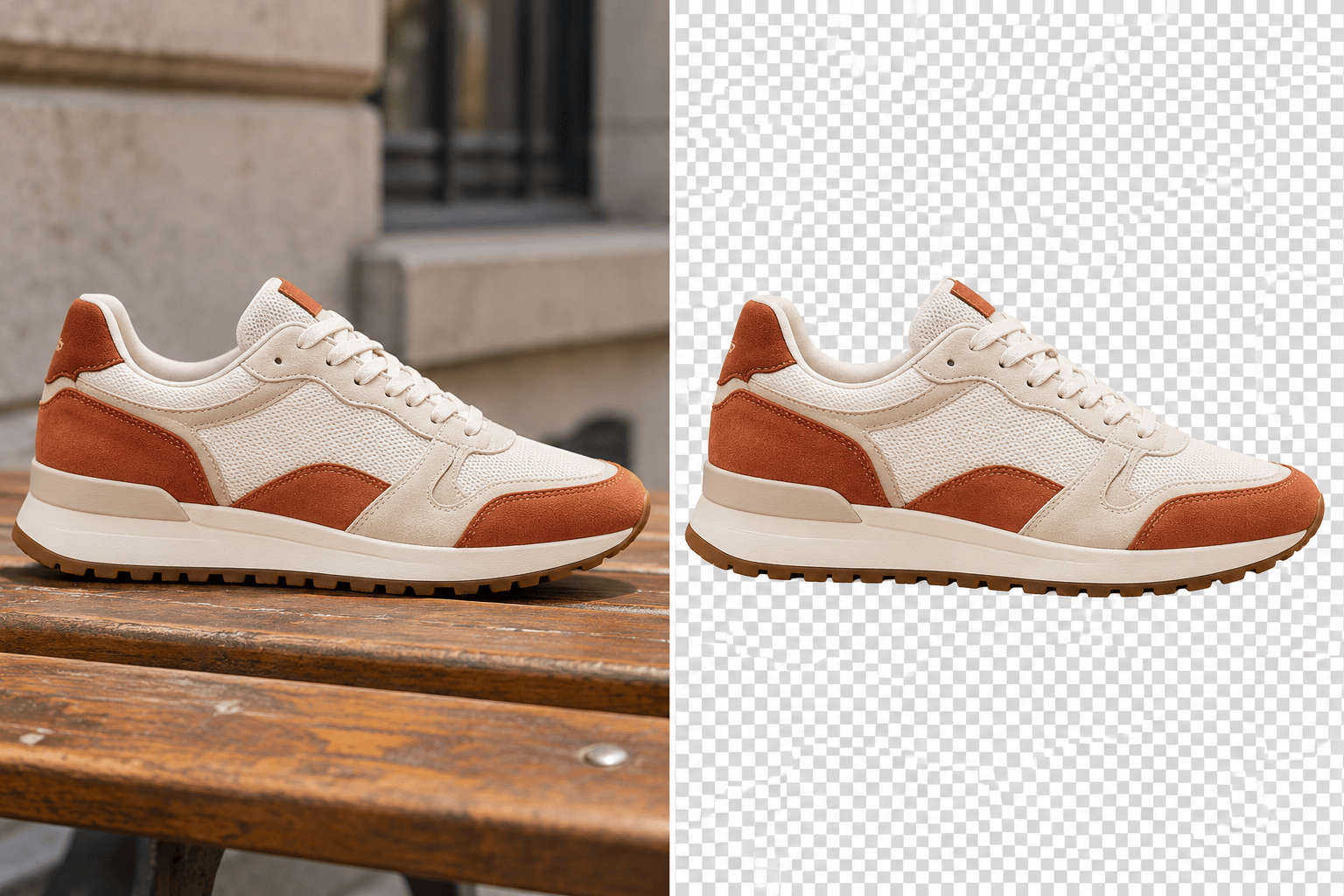 Product photo cutout before and after
