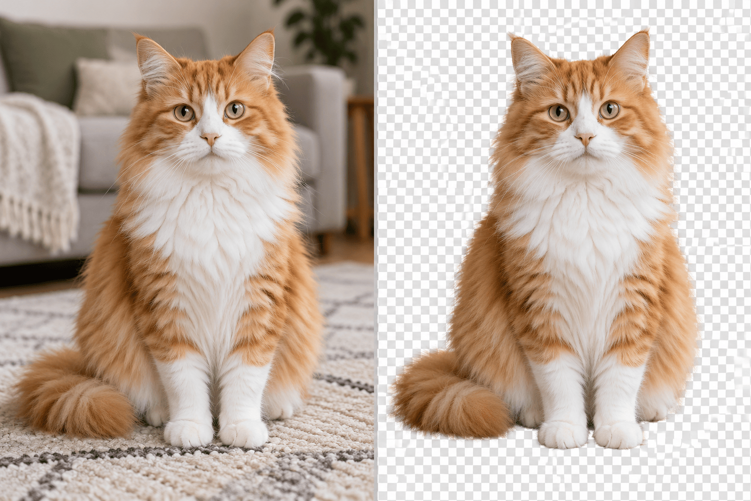 Pet photo cutout before and after