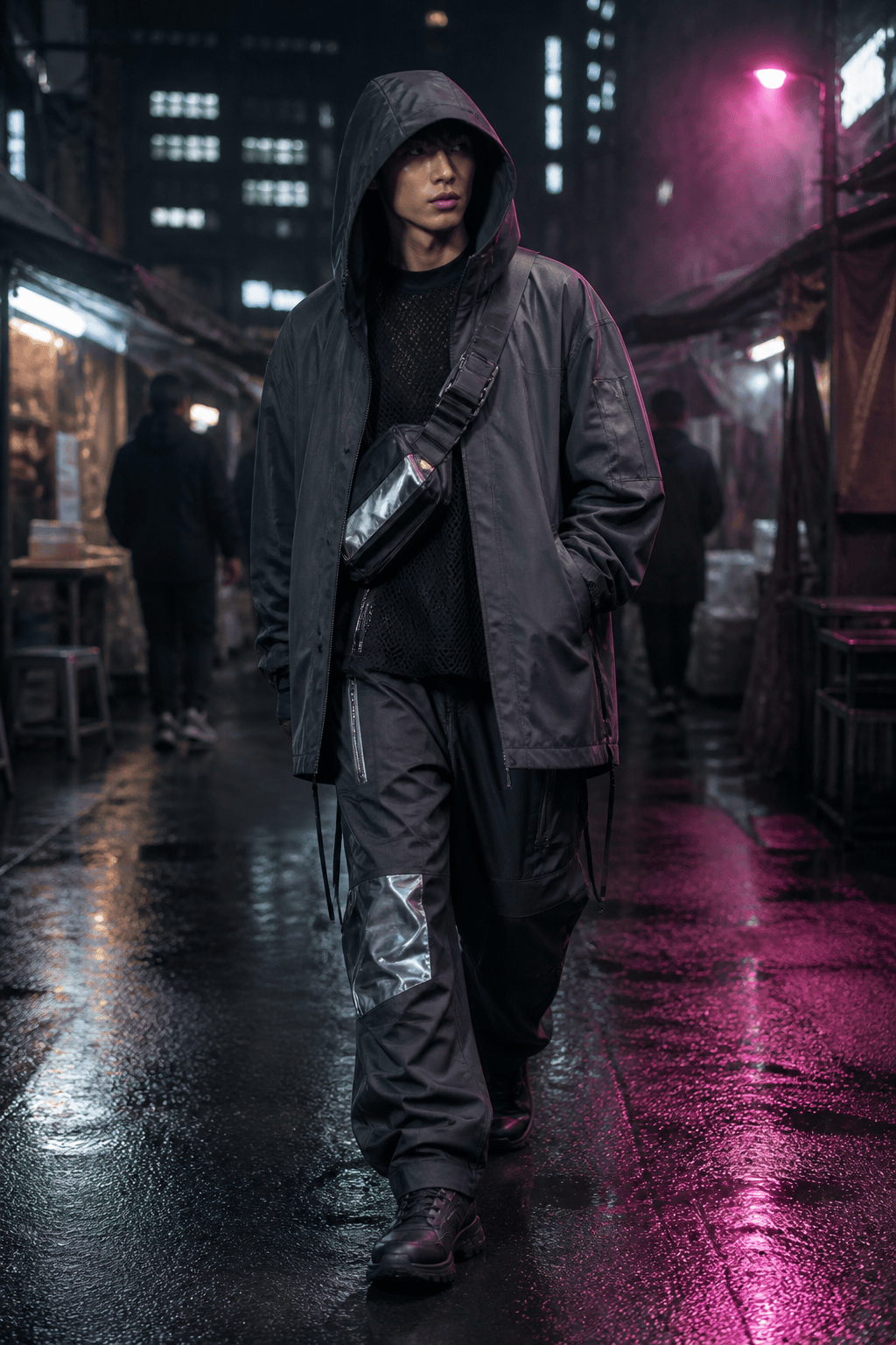 Neon cyberpunk streetwear