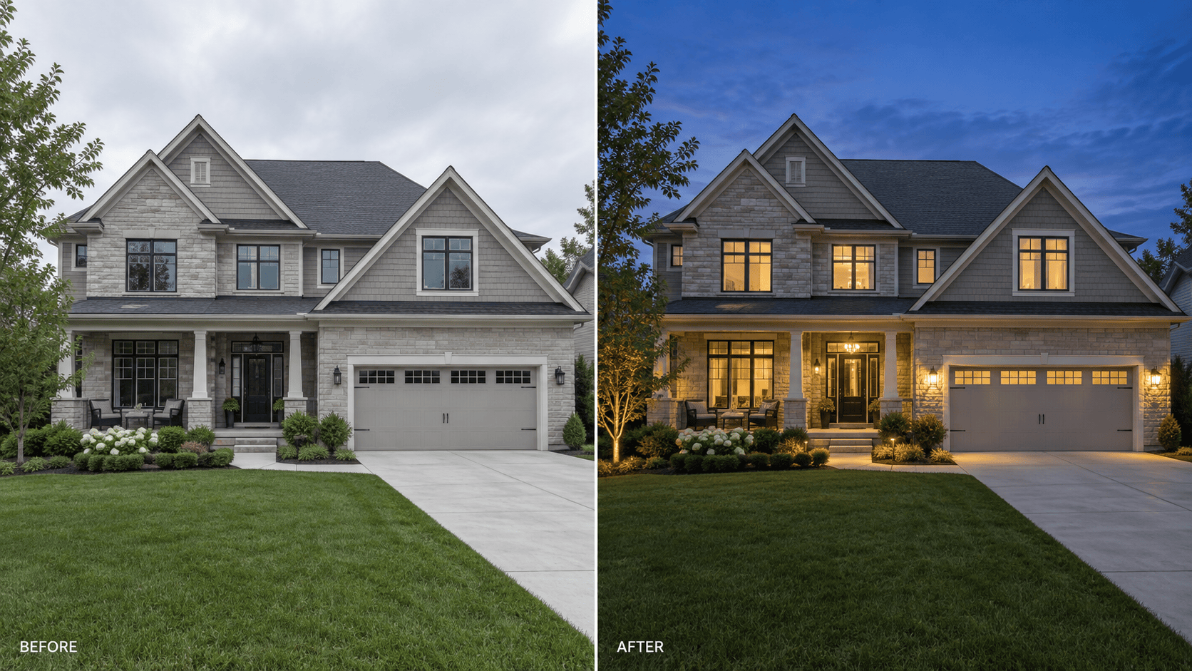AI virtual twilight before after