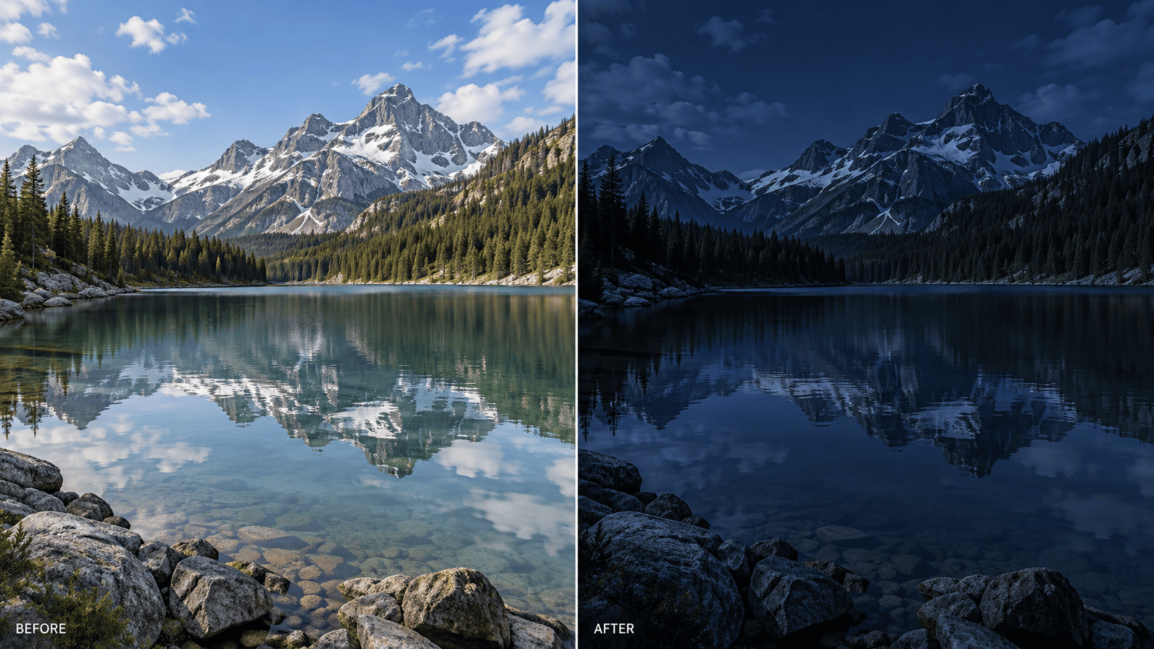 Day to night landscape conversion