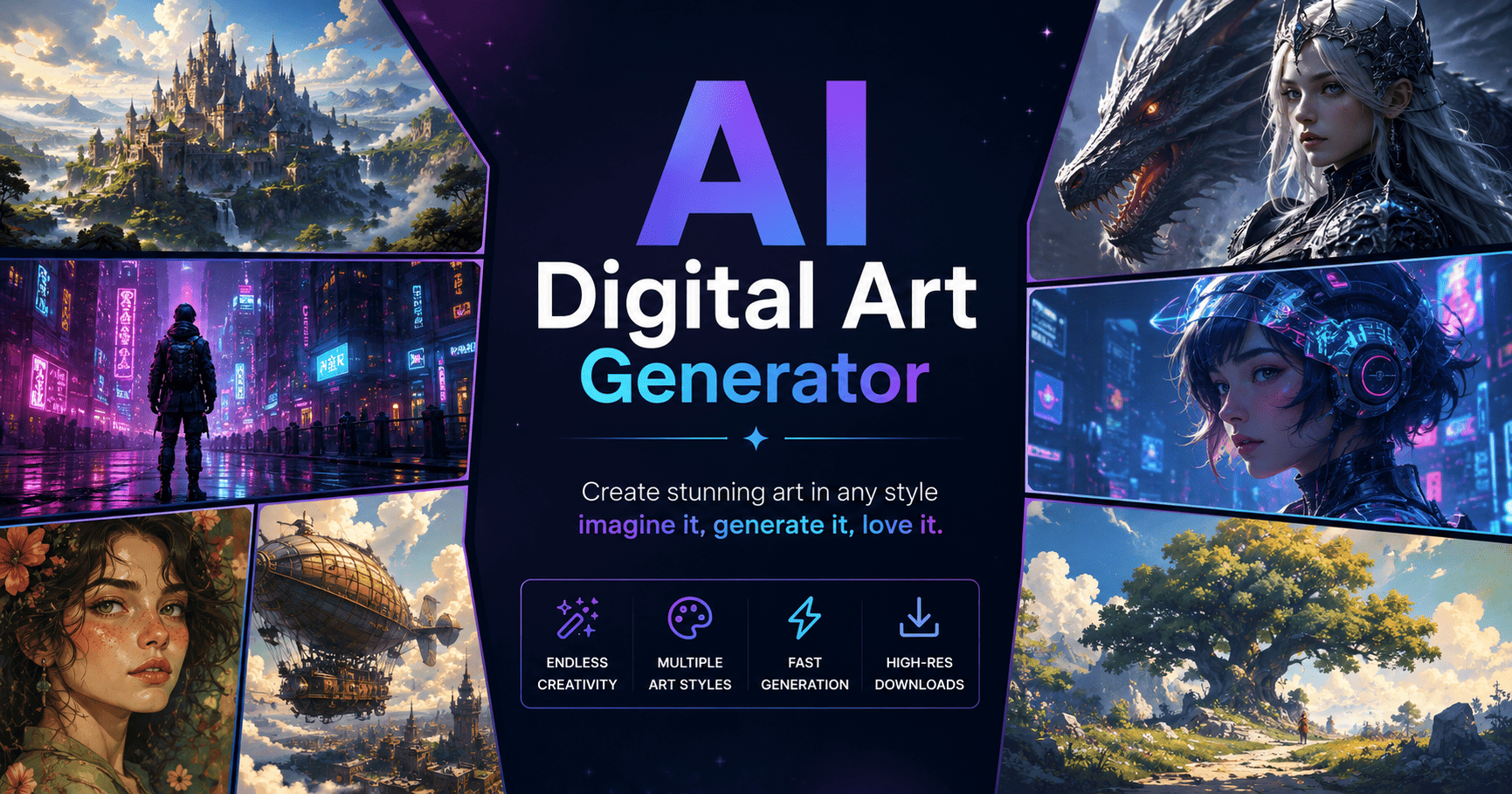 AI 디지털 아트 생성기 | 독창적인 디지털 작품을 온라인으로 무료로 제작하세요 | Mew Design