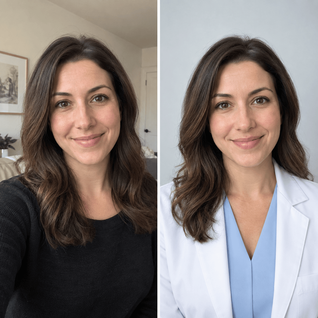 AI doctor headshot transformation