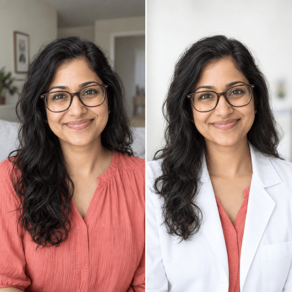 White coat headshot example
