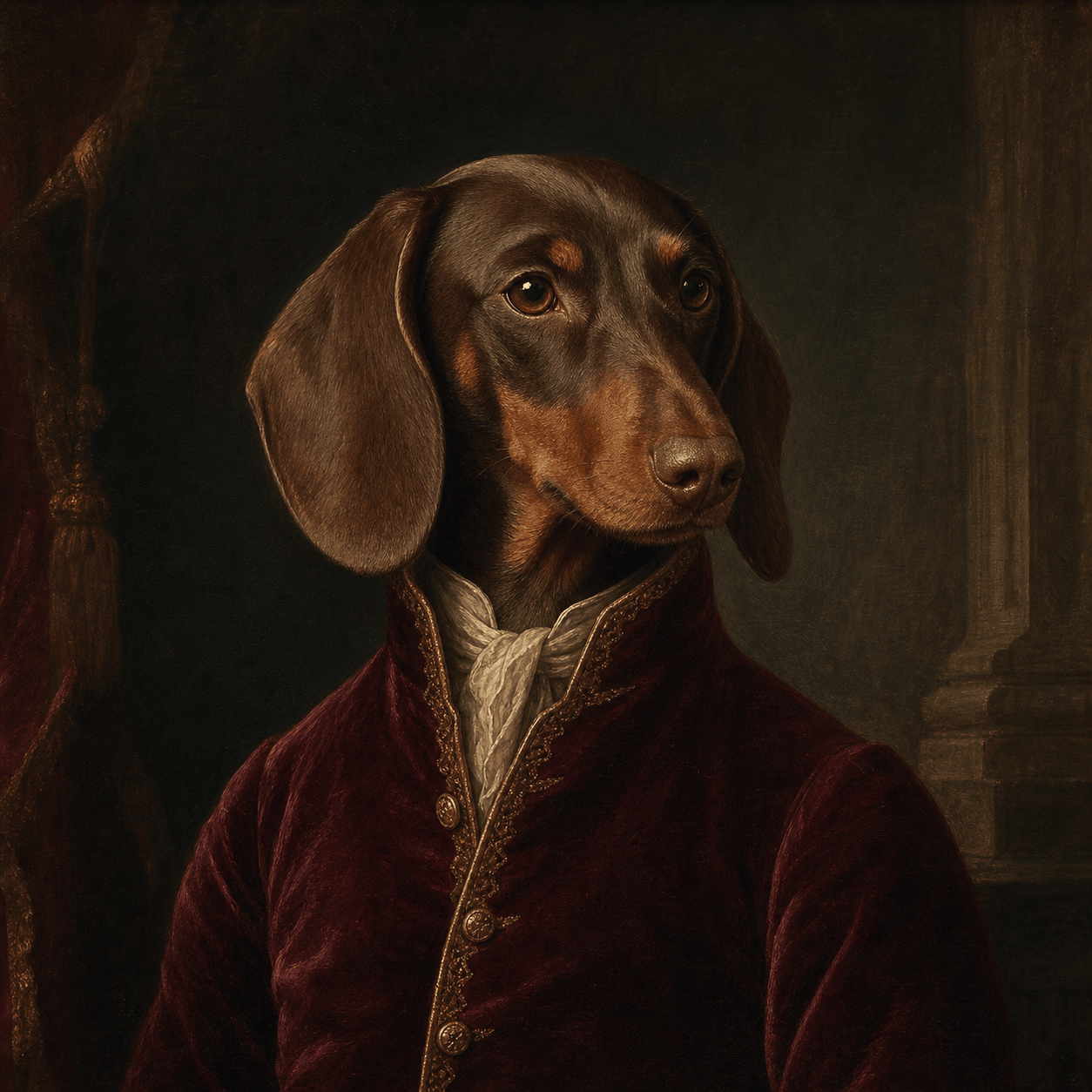 Royal dachshund pet portrait