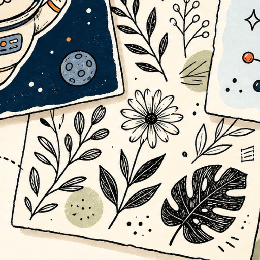 Botanical doodle art pattern