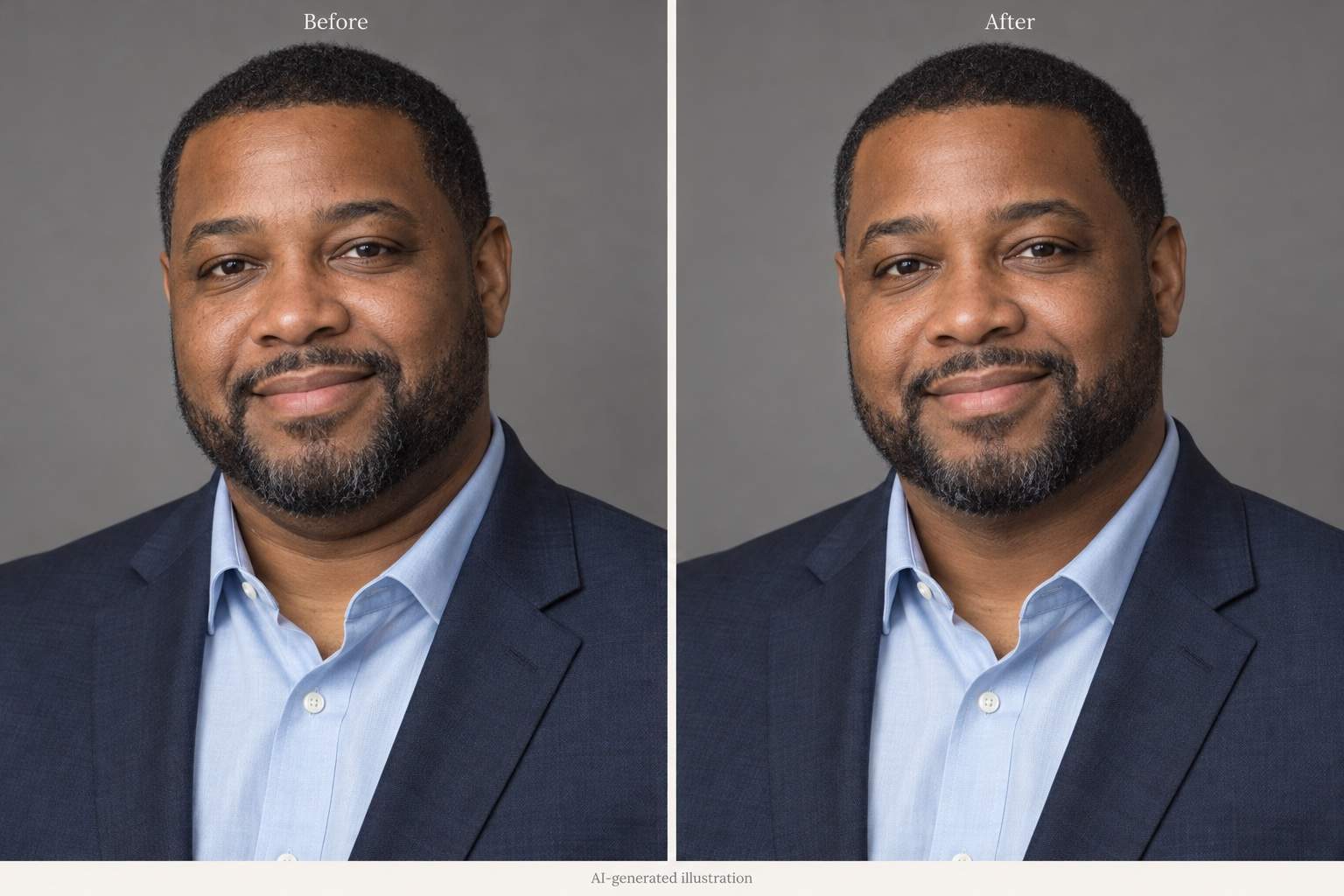 Headshot chin retouch before and after