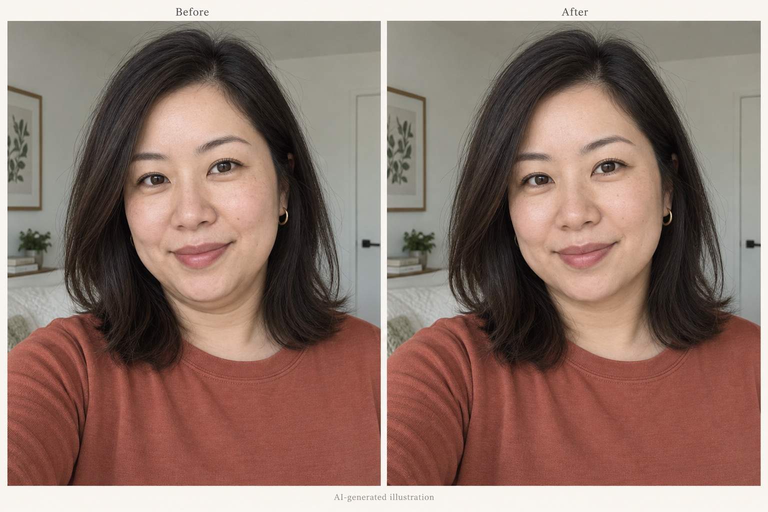 Selfie double chin removal before and after
