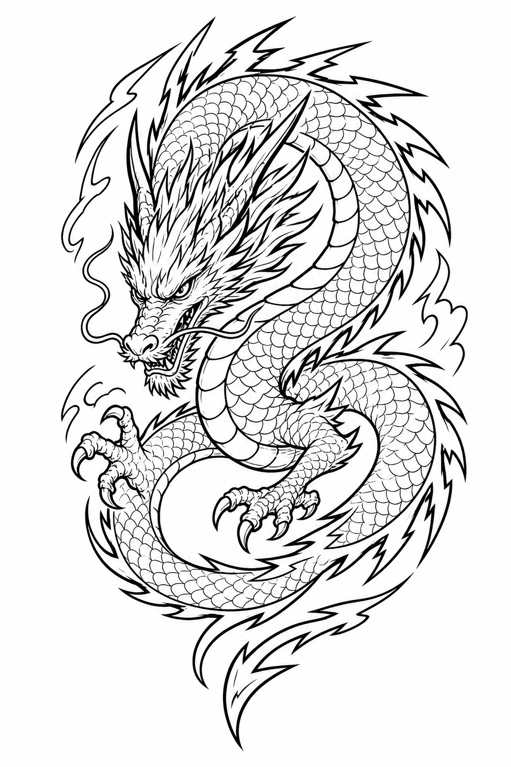 Dragon tattoo line art
