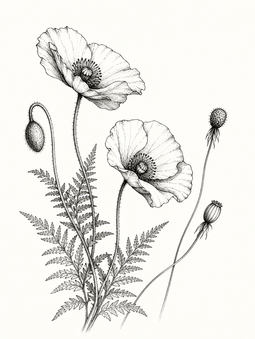 AI botanical line drawing
