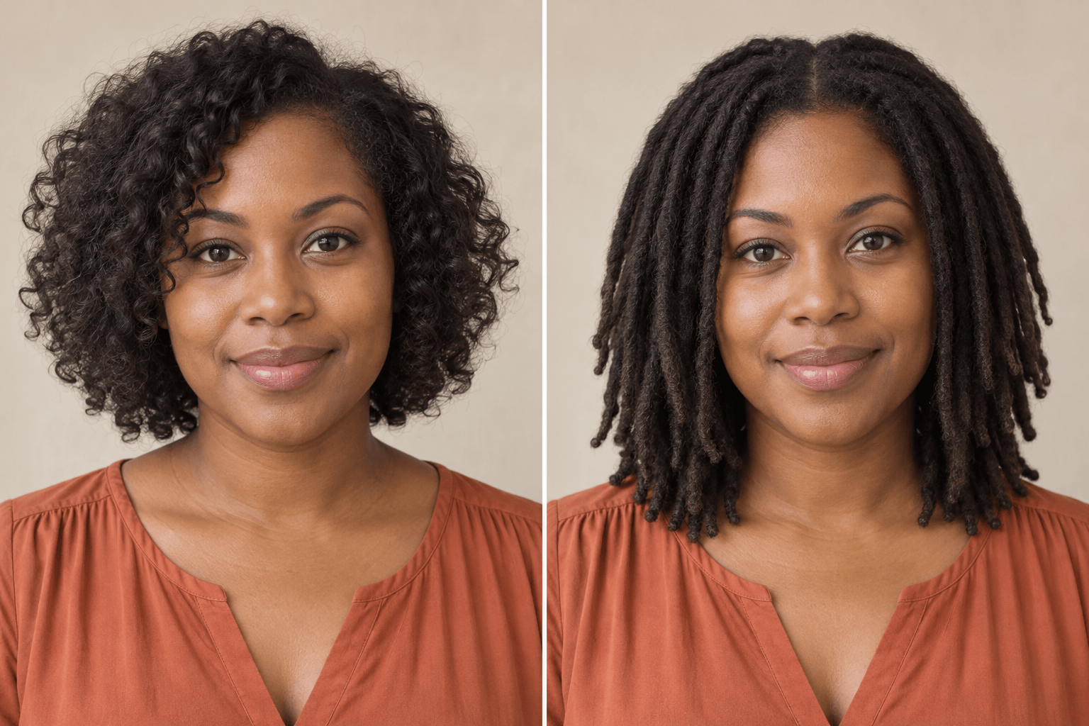 Shoulder-length locs photo comparison
