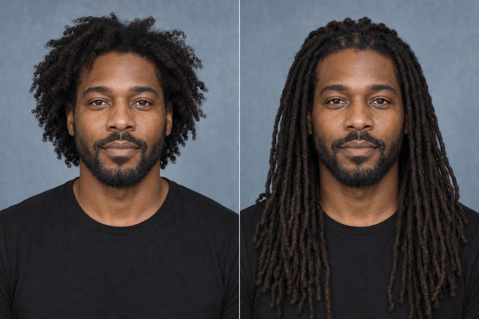 Long locs virtual try-on comparison